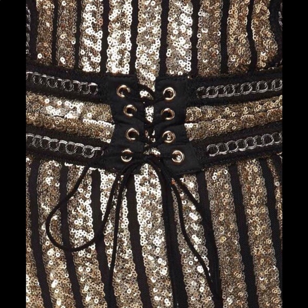 Strapless gold and black sequin dress - Picture 5 of 5
